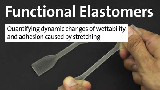Functional Elastomers - Quantifying dynamic changes of wettability and adhesion caused by stretching