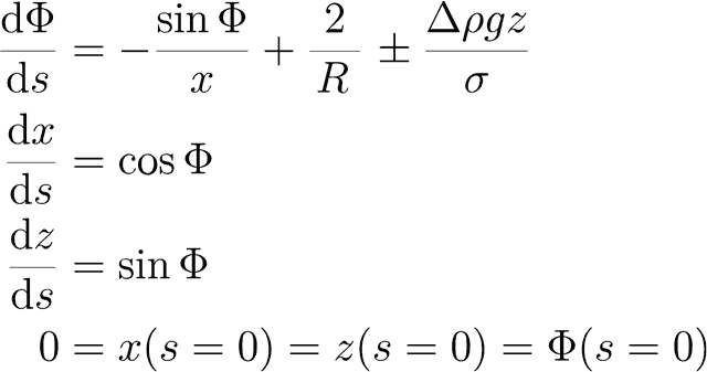 Pendant Drop Methode Differentialgleichungen
