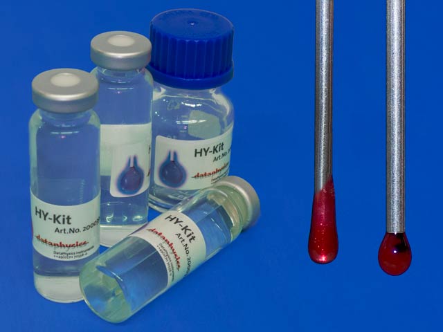Hydrophobisierungs-Kit für Dosierkanülen mit Kanüle vor und nach der Behandlung