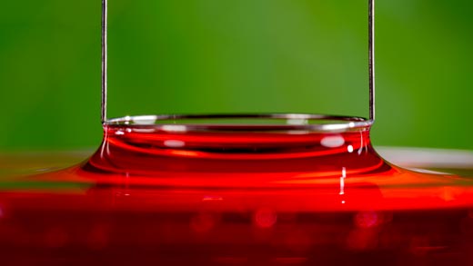 Figure 1: Liquids with higher surface tension are less likely to mix with another liquid phase.