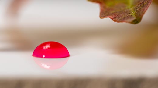 Figure 1: To describe the situation at the interface between different materials in more detail, the contact angle is one of the most important measures.