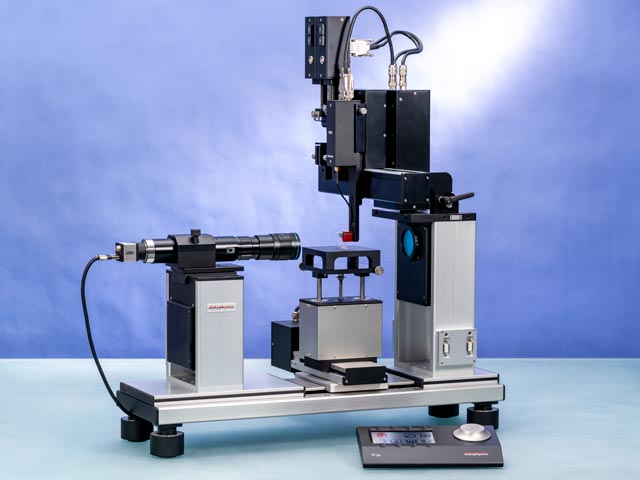 Contact angle measurements on micro-structured samples using an OCA 200 with FDDS FlexDrop dosing system